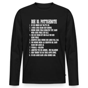 10 Pottgebote Ruhrpott Ruhrgebiet Lustig Gebote - Männer Premium Bio Langarmshirt - Schwarz - Vorne - Nico (187cm)