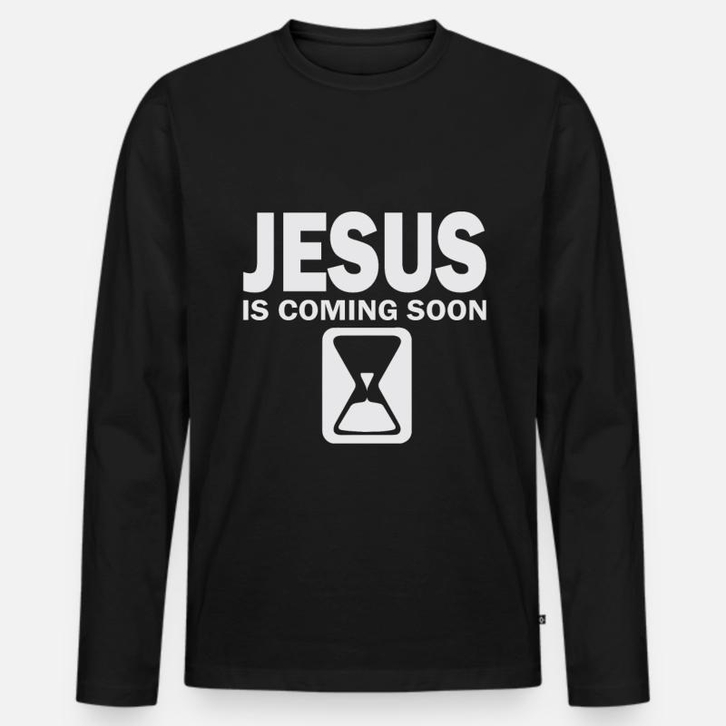 Jesus - Männer Premium Bio Langarmshirt - Schwarz