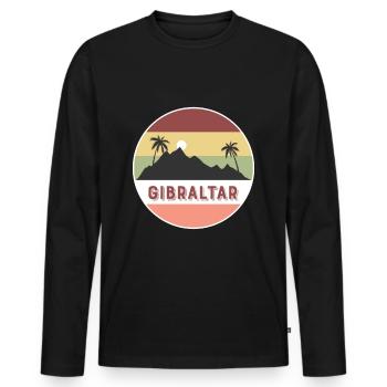 gibraltar Retro Land und Länder - Männer Premium Bio Langarmshirt - Schwarz - Vorne - Nico (187cm)