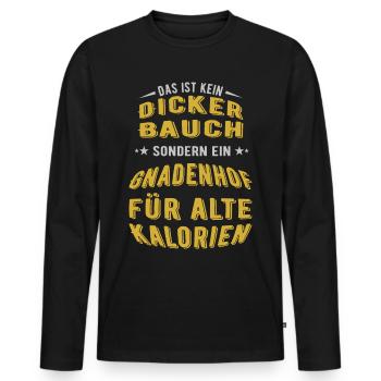 Das ist kein dicker Bauch sondern lustiger Spruch - Männer Premium Bio Langarmshirt - Schwarz - Vorne - Nico (187cm)