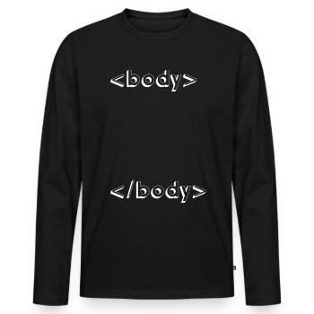 programmation html css geek - T-shirt manches longues Premium bio Homme - noir - Devant - Nico (187cm)