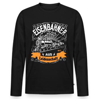 Eisenbahner aus Leidenschaft Eisenbahn Geschenk - Männer Premium Bio Langarmshirt - Schwarz - Vorne - Nico (187cm)