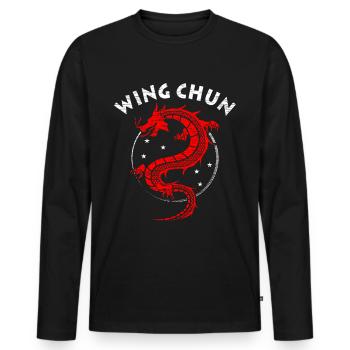 Cadeau Wing Chun - T-shirt manches longues Premium bio Homme - noir - Devant - Nico (187cm)