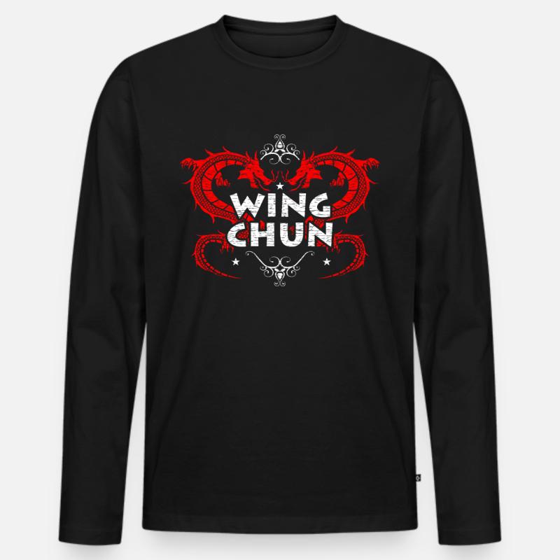 Wing Chun - Männer Premium Bio Langarmshirt - Schwarz