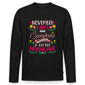 November Girls Sunshine Birthday Bday birthday - T-shirt manches longues Premium bio Homme - noir - Devant - Nico (187cm)