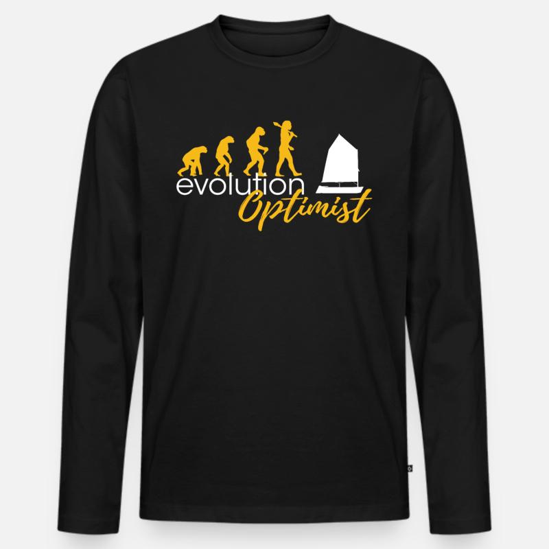 Evolution Of Optimists - Männer Premium Bio Langarmshirt - Schwarz