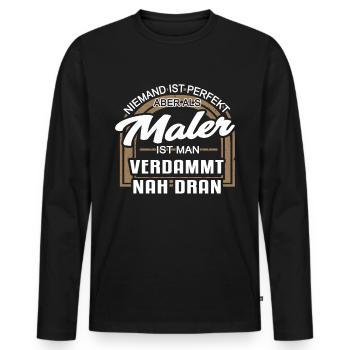 Niemand Ist Perfekt Aber Als Maler - Männer Premium Bio Langarmshirt - Schwarz - Vorne - Nico (187cm)