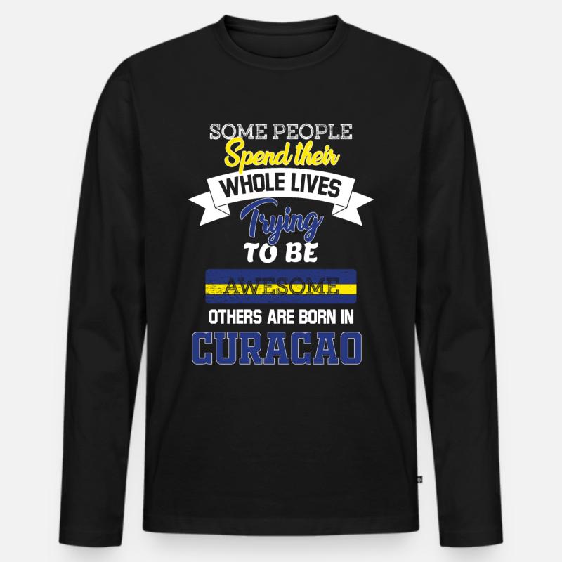 Geboren in Curacao - Männer Premium Bio Langarmshirt - Schwarz