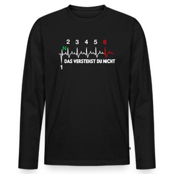 Motorrad EKG Herzschlag Verstehst Das Nicht 1N2345 - Männer Premium Bio Langarmshirt - Schwarz - Vorne - Nico (187cm)