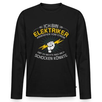 Elektroniker Elektrik Elektriker - Männer Premium Bio Langarmshirt - Schwarz - Vorne - Nico (187cm)