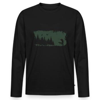 Hunter design - Men's Premium Organic Long Sleeve Shirt - black - Front - Nico (187cm)