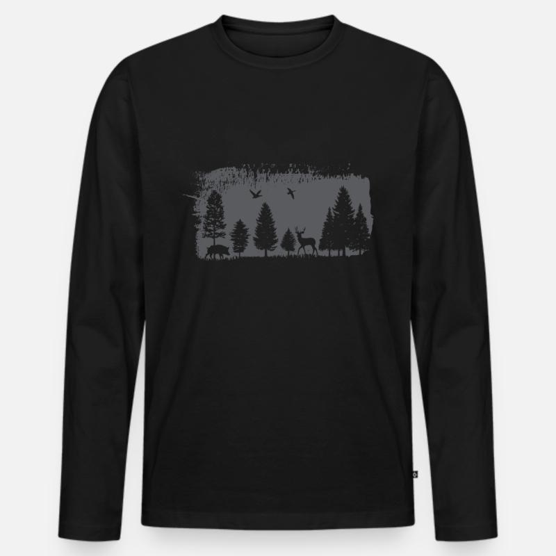 Wald Design - Männer Premium Bio Langarmshirt - Schwarz