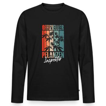 Lustiger Weed Hand Spruch Pflanzen Inspektor - Männer Premium Bio Langarmshirt - Schwarz - Vorne - Nico (187cm)