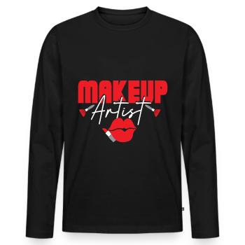 makeup, kosmetik, make up artist, make-up, geschen - Männer Premium Bio Langarmshirt - Schwarz - Vorne - Nico (187cm)