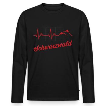 Bayern Wandern Schwarzwald Berge Herzschlag - Männer Premium Bio Langarmshirt - Schwarz - Vorne - Nico (187cm)