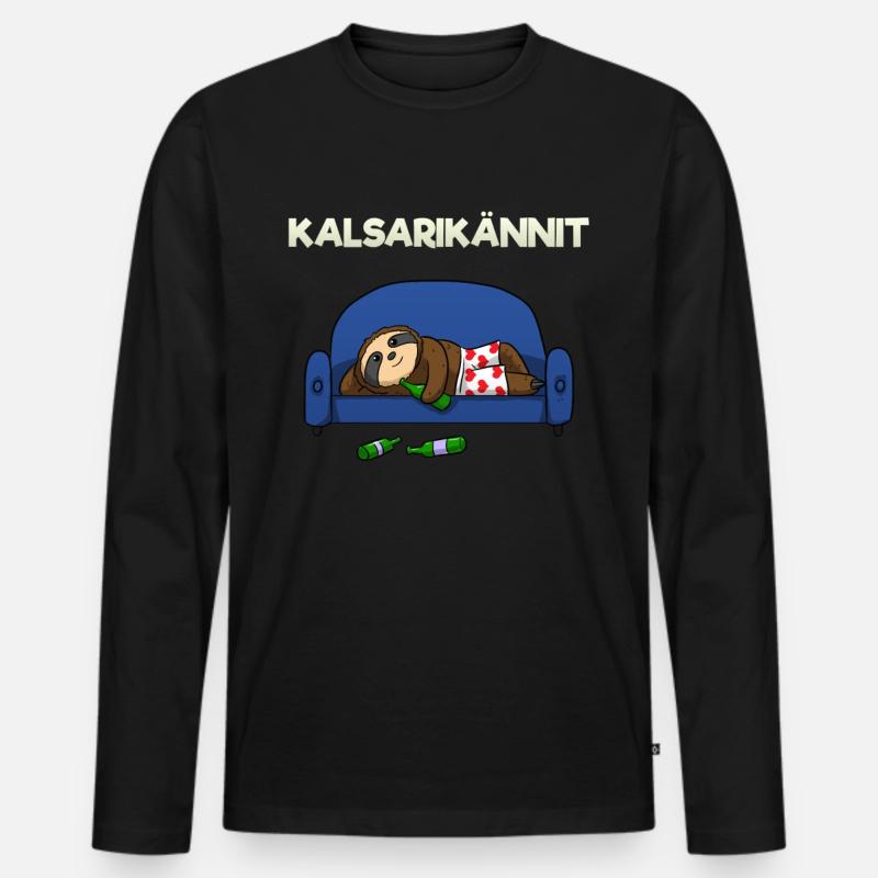 Kalsarikännit - Männer Premium Bio Langarmshirt - Schwarz