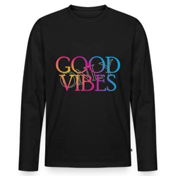 only Good Vibes - Men's Premium Organic Long Sleeve Shirt - black - Front - Nico (187cm)