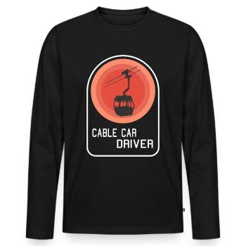Distressed Cable Car Present Idea - Men's Premium Organic Long Sleeve Shirt - black - Front - Nico (187cm)