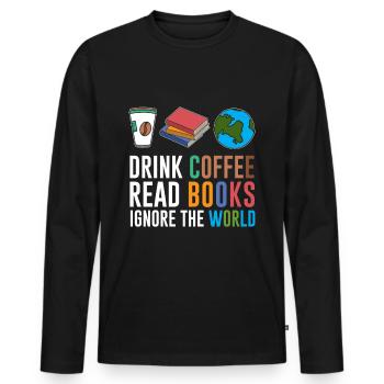 Buch - Männer Premium Bio Langarmshirt - Schwarz - Vorne - Nico (187cm)