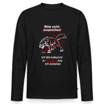 Bitte nicht ansprechen bin genervt - Männer Premium Bio Langarmshirt - Schwarz - Vorne - Nico (187cm)