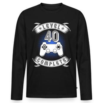 Level 40 Complete 40. Geburtstag Gamer Geschenk - Männer Premium Bio Langarmshirt - Schwarz - Vorne - Nico (187cm)