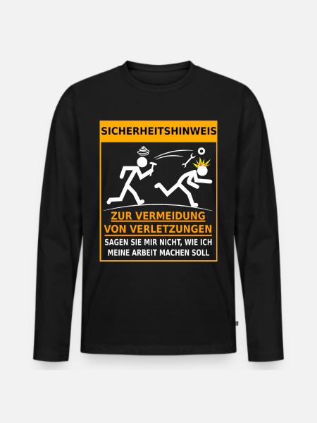 Sicherheitshinweis Arbeitsunfall Betriebsunfall - Männer Premium Bio Langarmshirt - Schwarz