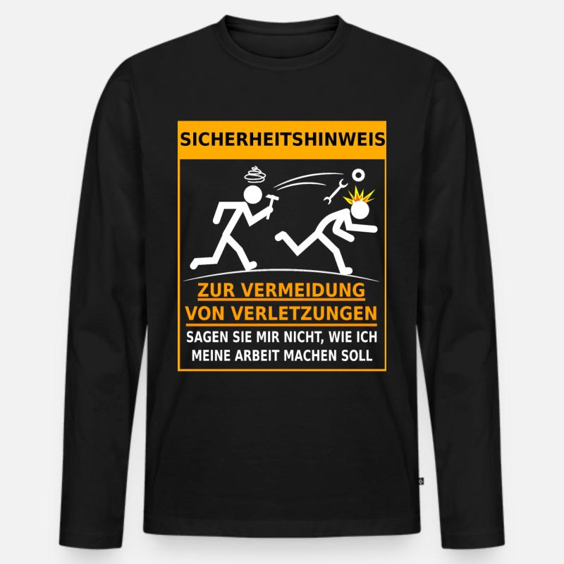 Sicherheitshinweis Arbeitsunfall Betriebsunfall - Männer Premium Bio Langarmshirt - Schwarz