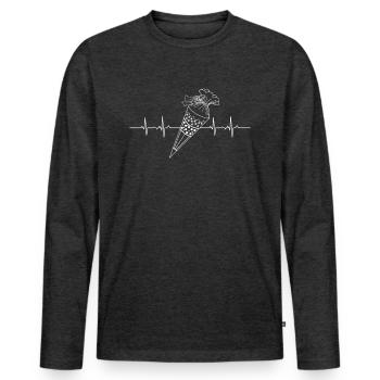 Sac d'école battement de coeur pour les élèves de première année - T-shirt manches longues Premium bio Homme - anthracite chiné - Devant - Nico (187cm)