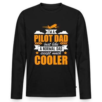 Pilot - Männer Premium Bio Langarmshirt - Schwarz - Vorne - Nico (187cm)