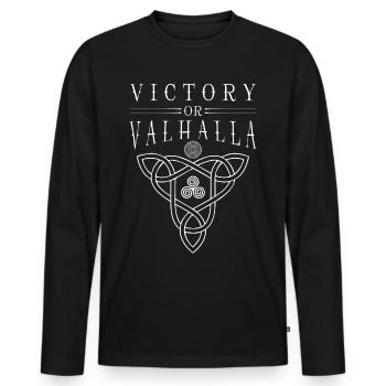 Victory Or Valhalla Viking Celtic Knot - Men's Premium Organic Long Sleeve Shirt - black - Front - Nico (187cm)
