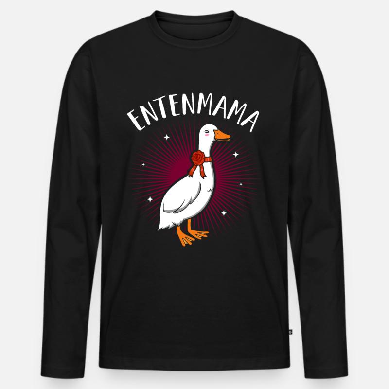 Entenmama Enten Mama Ententeich Laufente Mutter En - Männer Premium Bio Langarmshirt - Schwarz