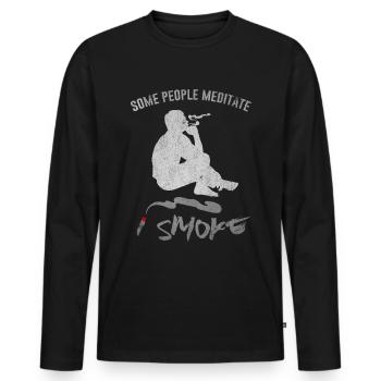 Fumée - T-shirt manches longues Premium bio Homme - noir - Devant - Nico (187cm)
