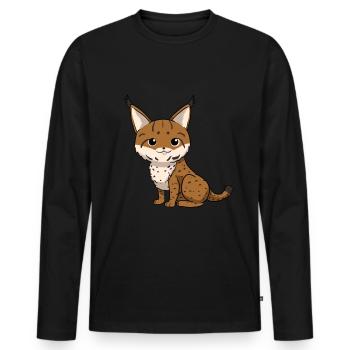 Luchs - Männer Premium Bio Langarmshirt - Schwarz - Vorne - Nico (187cm)