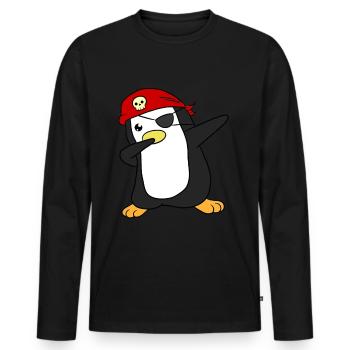 Pirate pingouin pirate - T-shirt manches longues Premium bio Homme - noir - Devant - Nico (187cm)