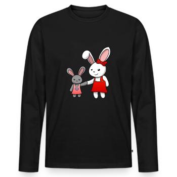 Häschen Süße Hasen - Männer Premium Bio Langarmshirt - Schwarz - Vorne - Nico (187cm)