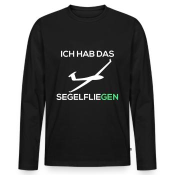 segelflieGEN spruch lustig tshirt geschenk witzig - Männer Premium Bio Langarmshirt - Schwarz - Vorne - Nico (187cm)