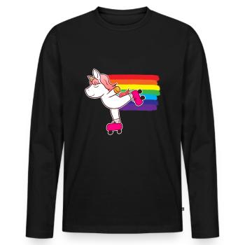 Patin à roulettes Licorne Patin à roulettes - T-shirt manches longues Premium bio Homme - noir - Devant - Nico (187cm)