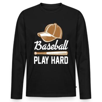 Joueur de baseball cadeau baseball baseball - T-shirt manches longues Premium bio Homme - noir - Devant - Nico (187cm)