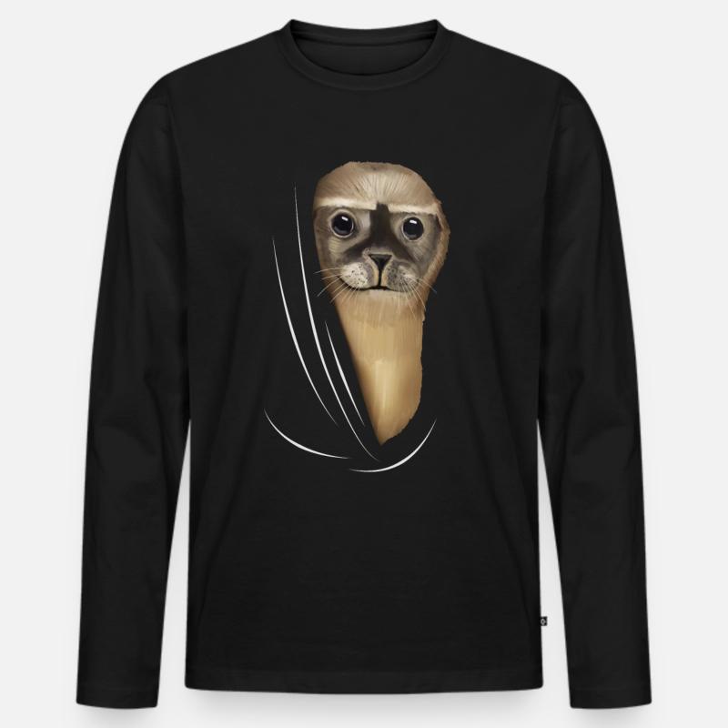 Robbe Robben Robbenliebhaber Geschenk - Männer Premium Bio Langarmshirt - Schwarz