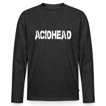 Acidhead - Party Techno Club célèbre les drogues Tekkno - T-shirt manches longues Premium bio Homme - anthracite chiné - Devant - Nico (187cm)