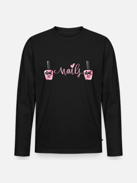 Nagellack Nageldesign Manicure Nagelstudio Nägel - Männer Premium Bio Langarmshirt - Schwarz