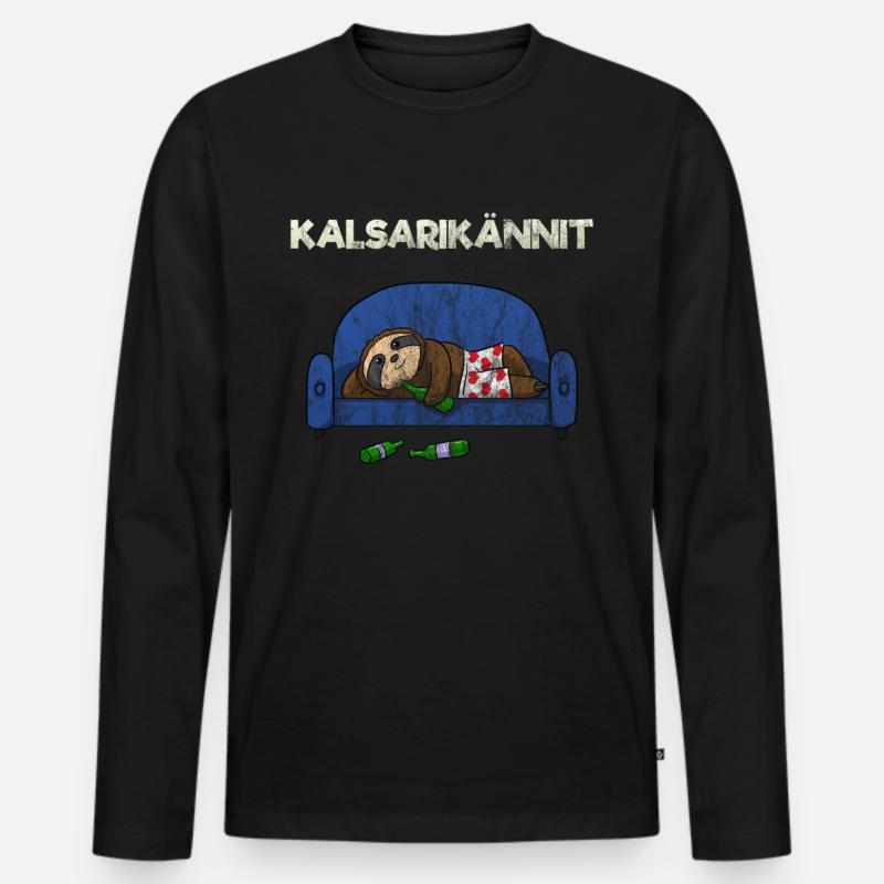 Kalsarikännit - Männer Premium Bio Langarmshirt - Schwarz