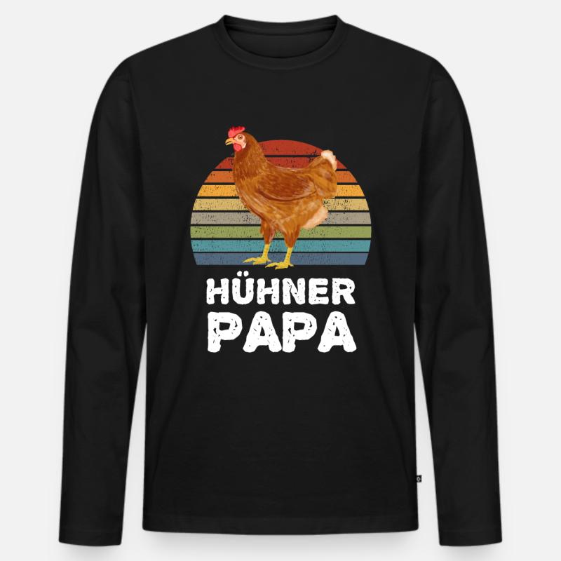 Hühner Papa Hahn Henne - Männer Premium Bio Langarmshirt - Schwarz