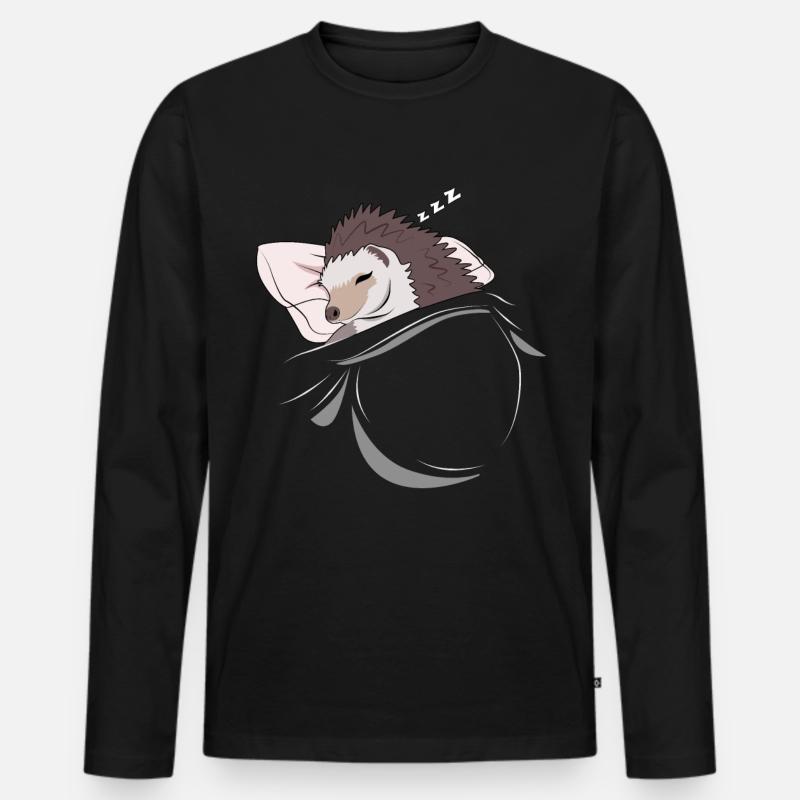 Schlafender und schlumender Igel - Männer Premium Bio Langarmshirt - Schwarz