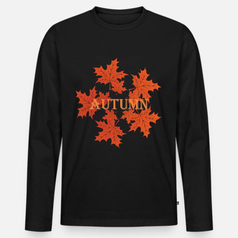 Herbst Monat, Herbstblätter - Männer Premium Bio Langarmshirt - Schwarz