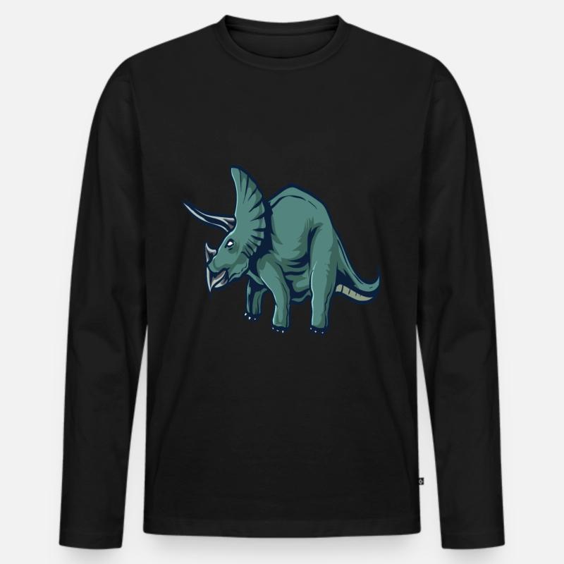 Dinosaurier - Männer Premium Bio Langarmshirt - Schwarz