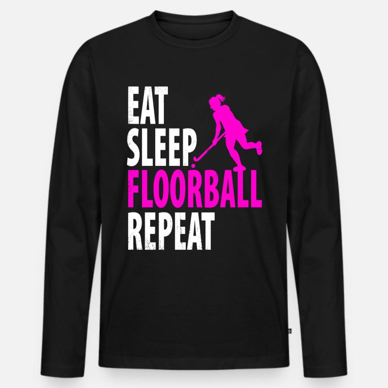 Floorball - Männer Premium Bio Langarmshirt - Schwarz