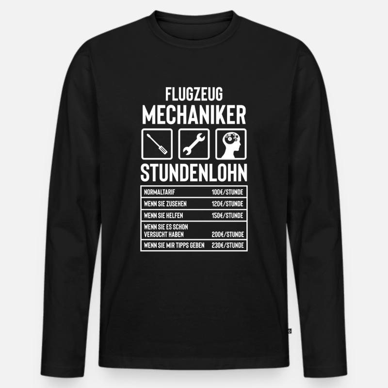 Flugzeugmechaniker Geschenkidee - Männer Premium Bio Langarmshirt - Schwarz