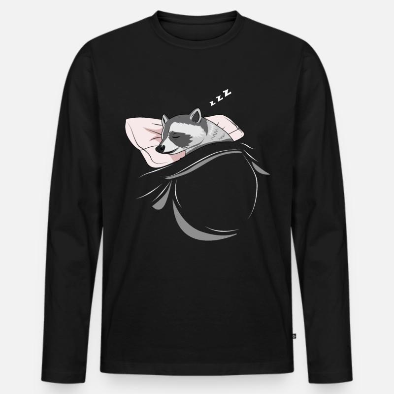 Schlafender und schlumender Waschbär - Männer Premium Bio Langarmshirt - Schwarz