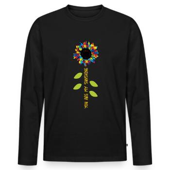 Tu es mon rayon de soleil - Autisme de tournesol - T-shirt manches longues Premium bio Homme - noir - Devant - Nico (187cm)